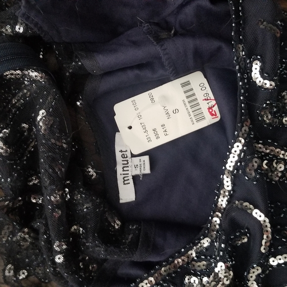 M-Boutique: minuet - Navy Blue Sequin Midi Dress - Picture 2 of 5